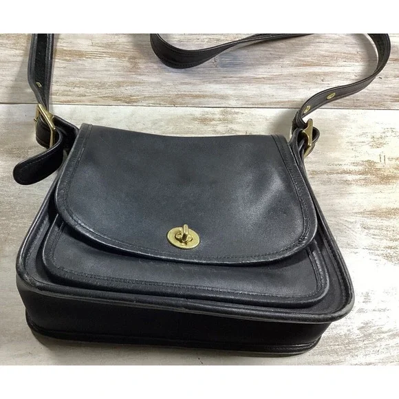 Vintage Coach Original Legacy Rambler Bag Black Leather Made in USA Turn Lock - Picture 2 of 7
